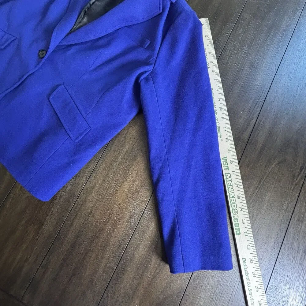 Talbots Womens Wool Blazer Size 14W Petite Royal Blue Long Sleeve Lined